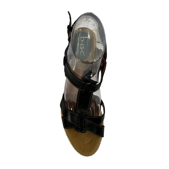 Born Concept BOC Wedge Cork Heel Black Strap Sandals size 10 - Picture 6 of 16